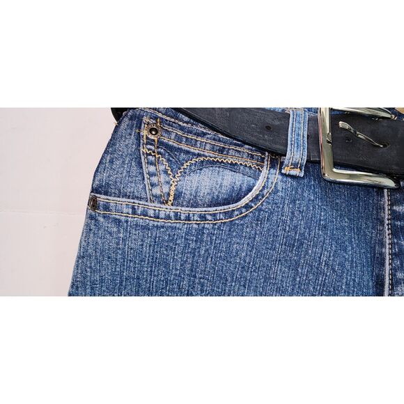 Arizona Jean Company Belted Flare Leg Blue Jeans Sz 14 - Picture 9 of 9